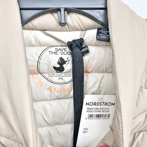 Save the Duck Womens Giga 16 Puffer Vest XXL Dune Beige Full Zip Mock Neck NWT - Picture 5 of 8